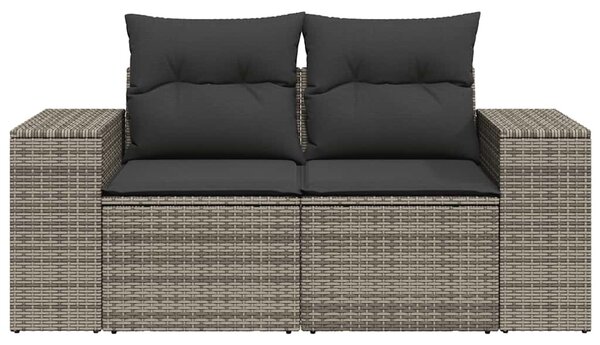 2 személyes szürke polyrattan kerti kanapé párnával