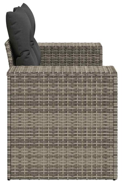 2 személyes szürke polyrattan kerti kanapé párnával