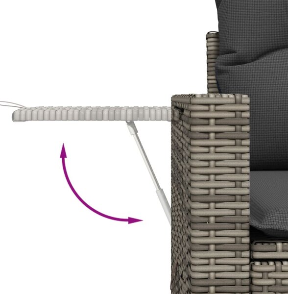 11 részes szürke polyrattan kerti ülőgarnitúra párnákkal