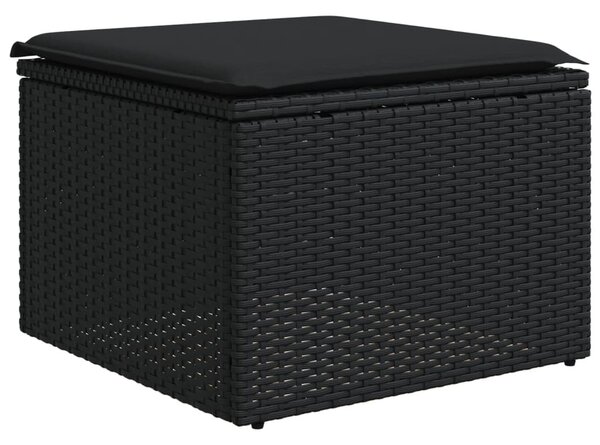 11 részes fekete polyrattan kerti ülőgarnitúra párnákkal