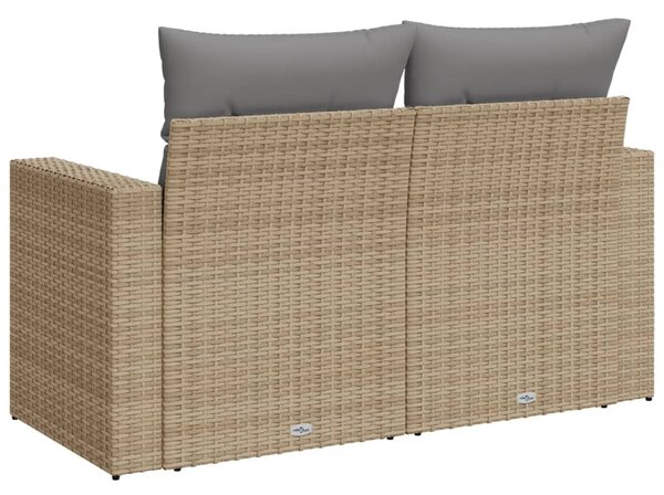 2 személyes bézs polyrattan kerti kanapé párnával
