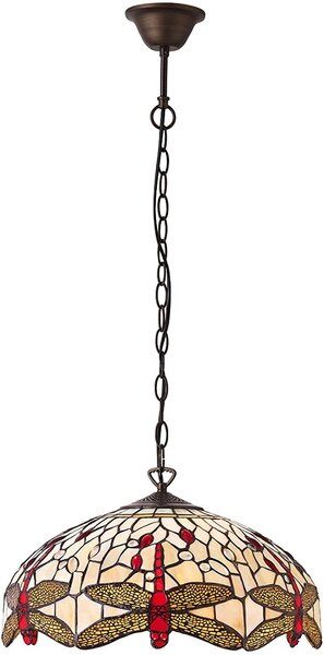 Endon klasszikus tiffany függeszték dragonfly beige sötétbarna sokszínű end70824