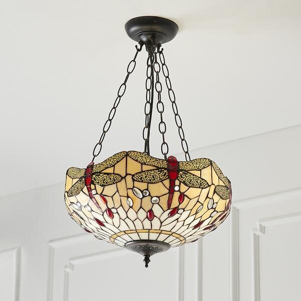 Endon klasszikus tiffany függeszték dragonfly beige sötétbarna sokszínű end70759