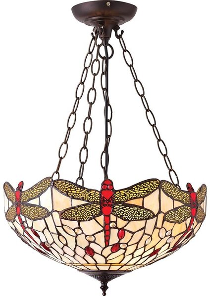 Endon klasszikus tiffany függeszték dragonfly beige sötétbarna sokszínű end70759