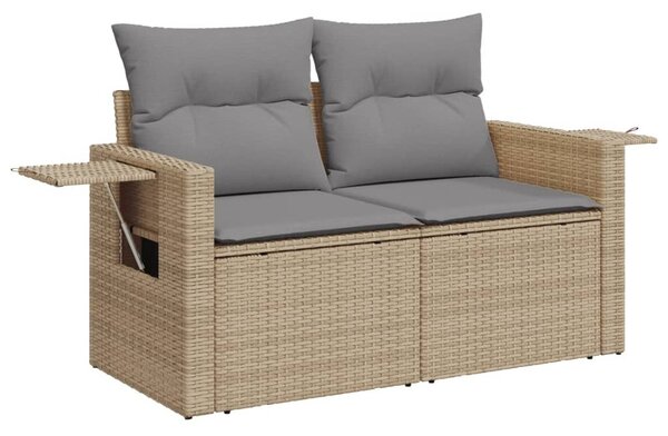 10 részes bézs polyrattan kerti ülőgarnitúra párnával