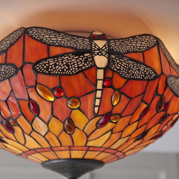 Endon klasszikus tiffany mennyezeti lámpa dragonfly flame sokszínű end70721