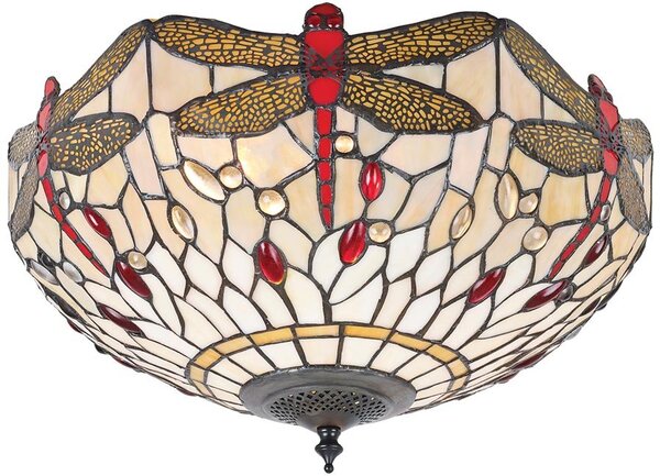 Endon klasszikus tiffany mennyezeti lámpa dragonfly beige sokszínű end70723