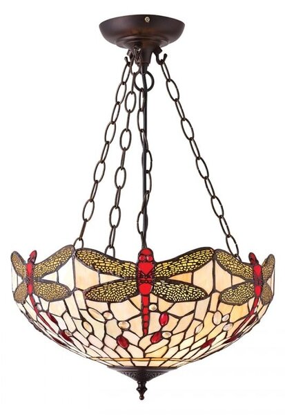Endon klasszikus tiffany függeszték dragonfly beige sötétbarna sokszínű end70759