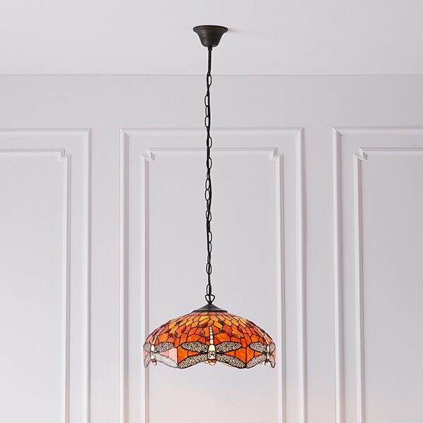 Endon klasszikus tiffany függeszték dragonfly flame sötétbarna sokszínű end64081