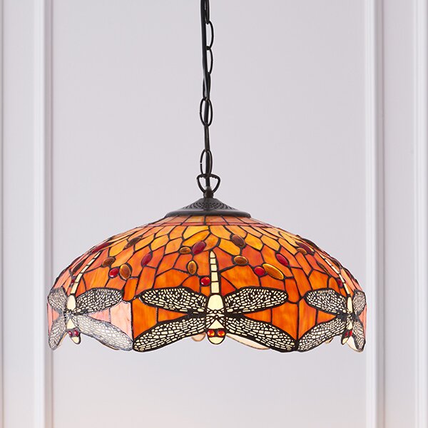 Endon klasszikus tiffany függeszték dragonfly flame sötétbarna sokszínű end64081