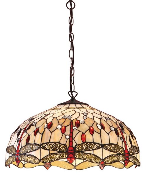 Endon klasszikus tiffany függeszték dragonfly beige sötétbarna sokszínű end64079