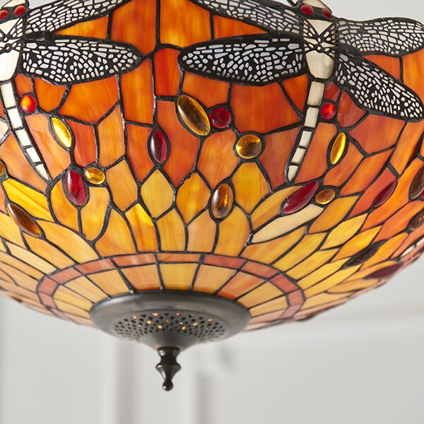 Endon klasszikus tiffany függeszték dragonfly flame sötétbarna sokszínű end64076