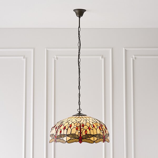 Endon klasszikus tiffany függeszték dragonfly beige sötétbarna sokszínű end64079