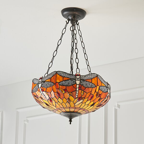 Endon klasszikus tiffany függeszték dragonfly flame sötétbarna sokszínű end64076