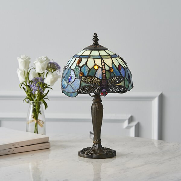 Endon klasszikus tiffany asztali lámpa dragonfly blue sötétbarna sokszínű end64088