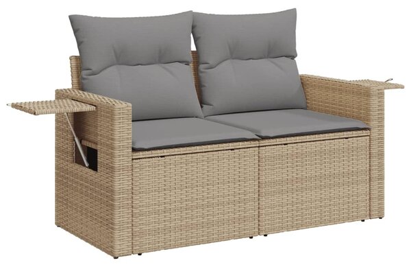 10 részes bézs polyrattan kerti ülőgarnitúra párnával