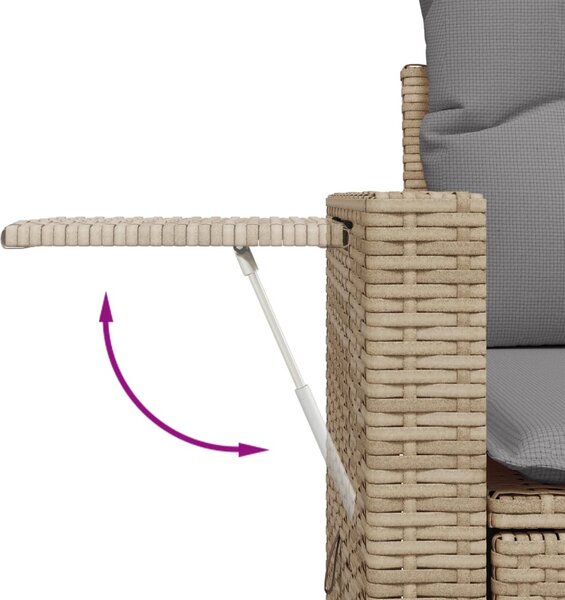 10 részes bézs polyrattan kerti ülőgarnitúra párnával