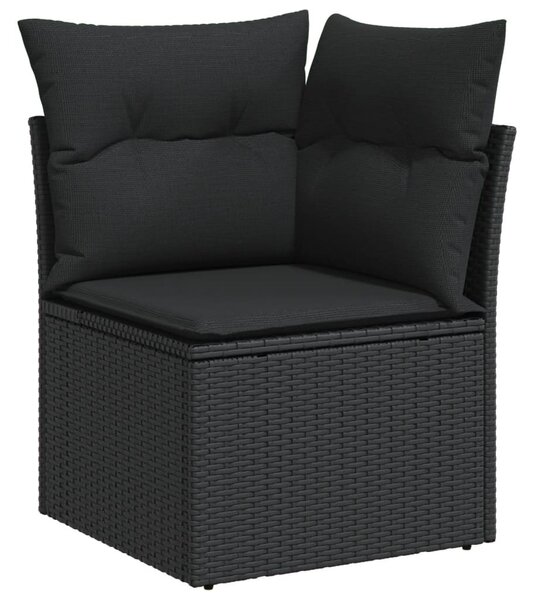 7 részes fekete polyrattan kerti ülőgarnitúra párnával