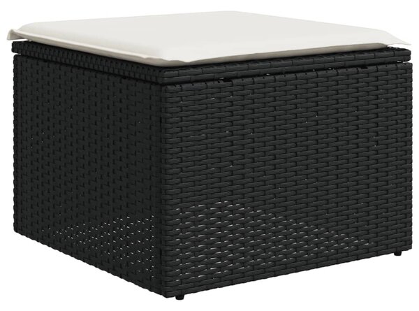 11 részes fekete polyrattan kerti ülőgarnitúra párnákkal