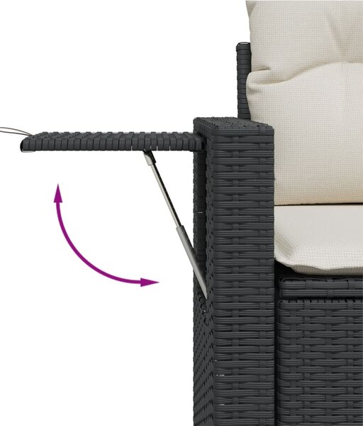 8 részes fekete polyrattan kerti ülőgarnitúra párnákkal
