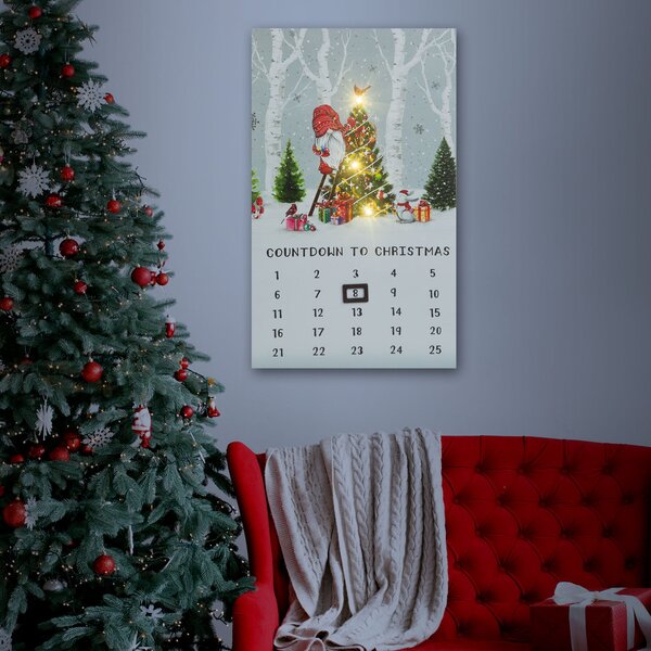 Karácsonyi elemes LED vászonkép Mikulásos kalendárium 40 x 30 cm