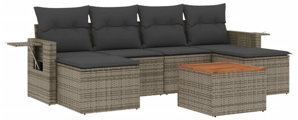7 részes szürke polyrattan kerti ülőgarnitúra párnákkal