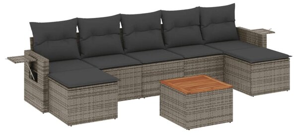 8 részes szürke polyrattan kerti ülőgarnitúra párnákkal