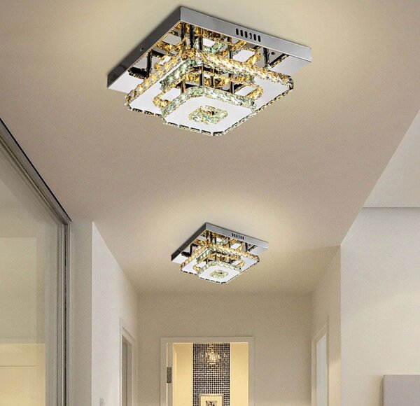 Toolight Szerszámlámpa - LED kristály mennyezeti lámpa 8W négyzet 30x30cm APP409-C, meleg fény 3000K, OSW-65007