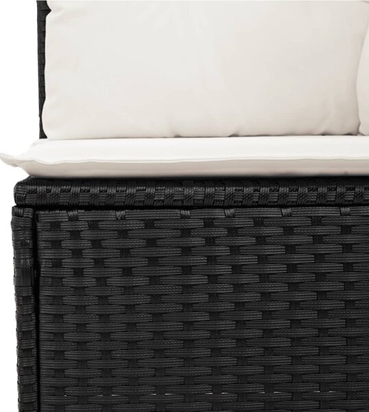 4 részes fekete polyrattan kerti ülőgarnitúra párnákkal