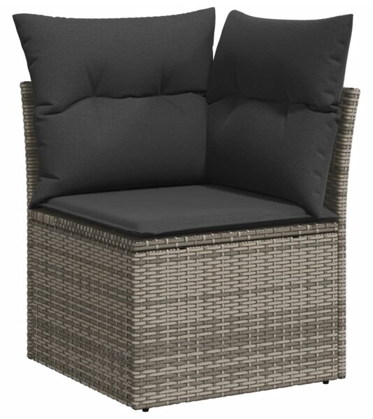 9 részes szürke polyrattan kerti ülőgarnitúra párnákkal
