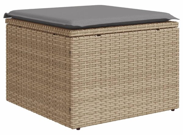 10 részes bézs polyrattan kerti ülőgarnitúra párnával
