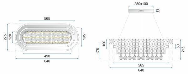 Kristály LED függőlámpa APP417-C 102W-os távirányítóval