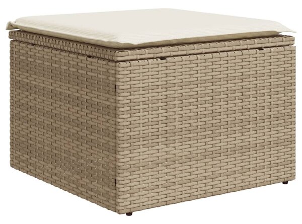 11 részes bézs polyrattan kerti ülőgarnitúra párnákkal