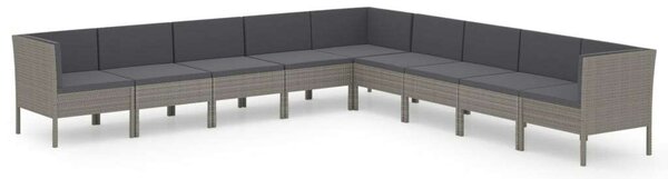 Polyrattan Kerti Ülőgarnitúra - 9 részes - Szürke