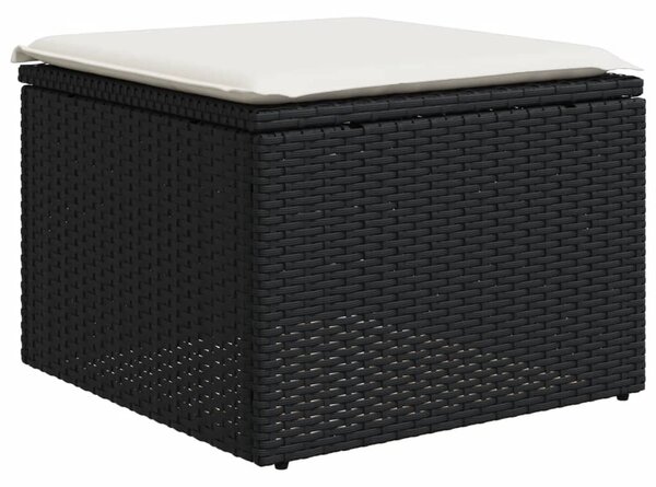 5 részes fekete polyrattan kerti kanapészett párnákkal