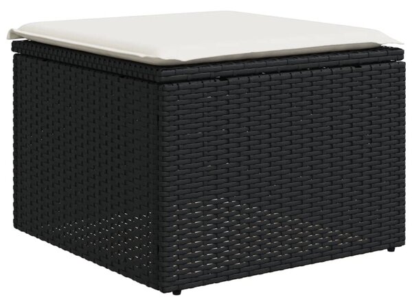 4 részes fekete polyrattan kerti ülőgarnitúra párnákkal