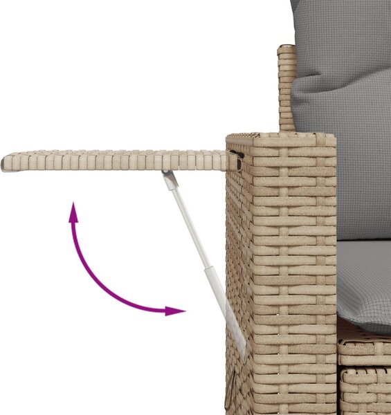 10 részes bézs polyrattan kerti ülőgarnitúra párnával