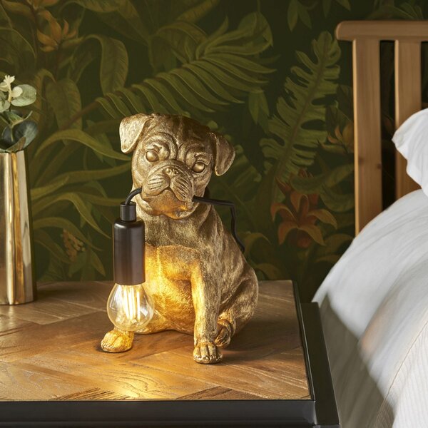 Endon modern asztali lámpa pug puppy matt fekete arany end107324