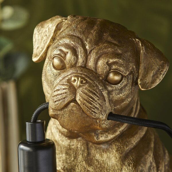 Endon modern asztali lámpa pug puppy matt fekete arany end107324