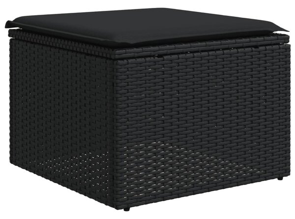 11 részes fekete polyrattan kerti ülőgarnitúra párnákkal