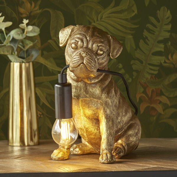 Endon modern asztali lámpa pug puppy matt fekete arany end107324
