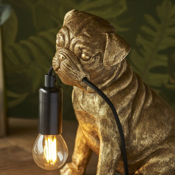 Endon modern asztali lámpa pug puppy matt fekete arany end107324