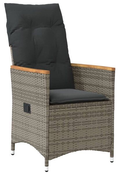 9 részes szürke polyrattan kerti étkezőgarnitúra párnával