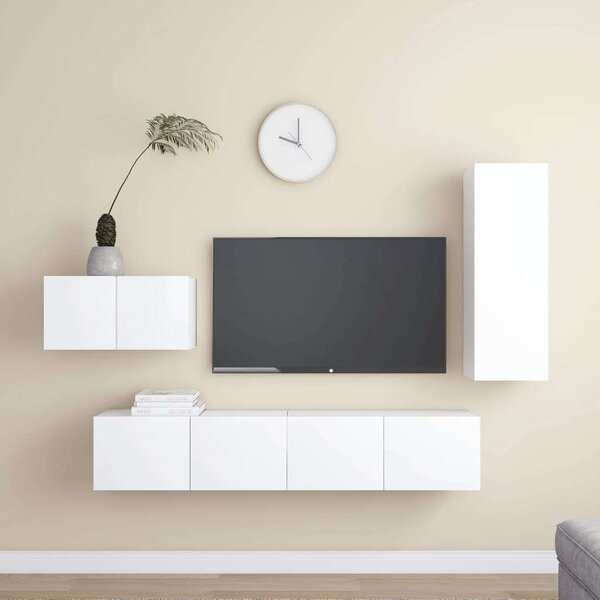 VidaXL 4 részes fehér forgácslap TV-szekrényszett