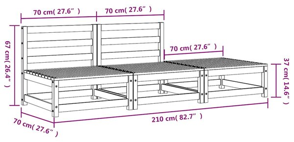 Impregnált fenyőfa kerti karfa nélküli kanapé lábzsámollyal