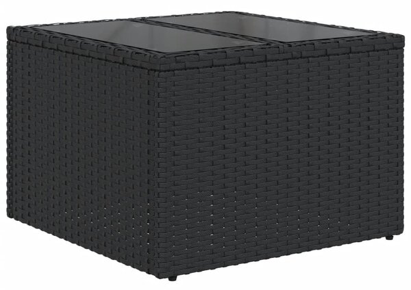 10 részes fekete polyrattan kerti ülőgarnitúra párnákkal
