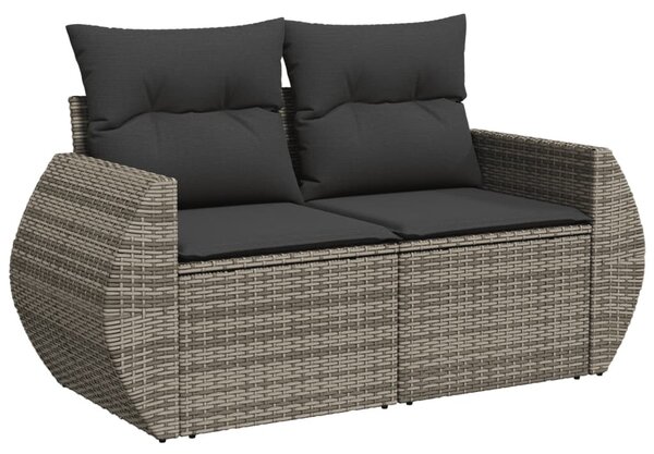 2 személyes szürke polyrattan kerti kanapé párnával