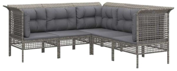 Polyrattan Kerti Ülőgarnitúra - 5 részes - Szürke