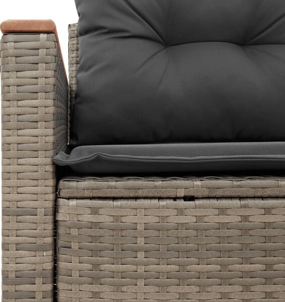 2 személyes szürke polyrattan kerti kanapé párnával
