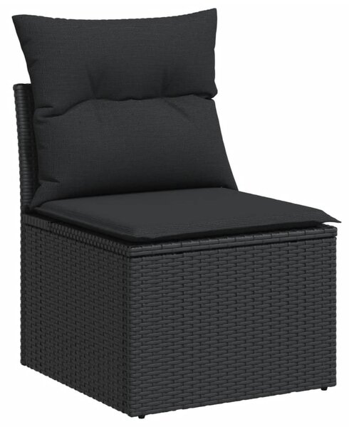 7 részes fekete polyrattan kerti ülőgarnitúra párnával